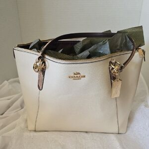 Coach Cream Leather Tote Bag